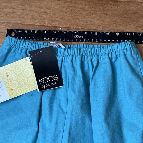 KOOS OF COURSE Pull On Capris Women's Small Turquoise Linen Blend Beachy NWT - Picture 5 of 15